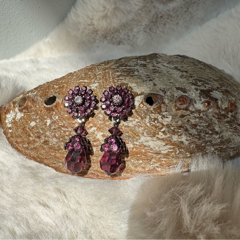 Elegant Purple Crystal Drop Earrings